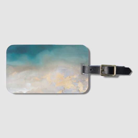 Turquoise, Gold en White Pattern Bagagelabel (Voorkant (horizontaal))