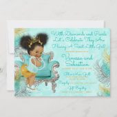 Turquoise Gold Feather Baby shower Kaart (Voorkant)