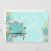 Turquoise Gold Feather Baby shower Kaart (Achterkant)