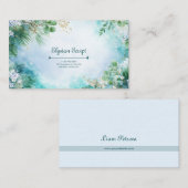 Turquoise Gold Floral Botanical Watercolor Visitekaartje (Voorkant / Achterkant)
