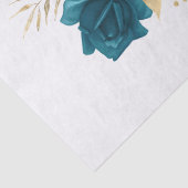 Turquoise Gold Floral Bouquet Waterverf Ontkoppeli Tissuepapier (Detail)