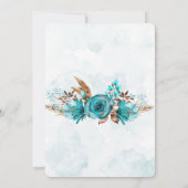 Turquoise Gold Floral Lijst Wedding Shower Invites (Achterkant)