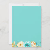 Turquoise Gold Floral Romance Engagement Party Kaart (Achterkant)