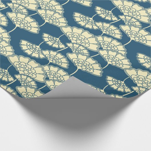 Turquoise Gold foil floral Japans patroon Cadeaupapier (Hoek)