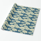 Turquoise Gold foil floral Japans patroon Cadeaupapier (Uitgerold)