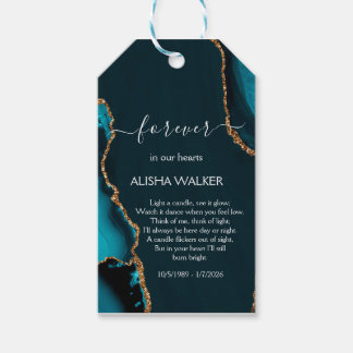 Turquoise & Gold Funeral Memorial Gift Tags Cadeaulabel