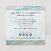 Turquoise & Gold Geode Marble Swirl Social Media Vierkante Visitekaartje (Achterkant)