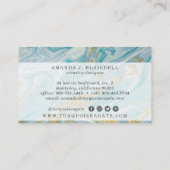 Turquoise & Gold Geode Marble Swirl Social Media Visitekaartje (Achterkant)