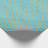 Turquoise Gold Glam Stripes Cadeaupapier (Hoek)
