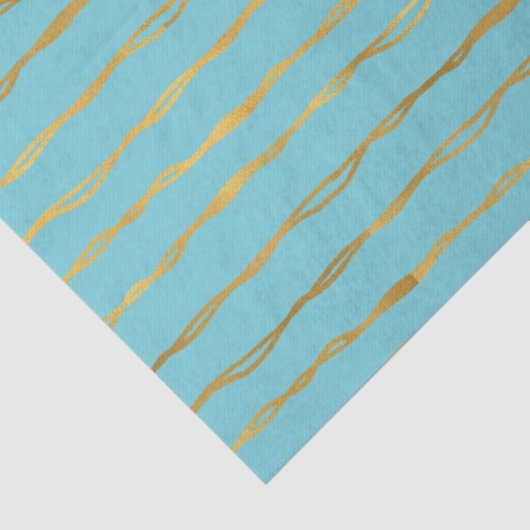 Turquoise Gold Glam Stripes Tissuepapier (Detail)