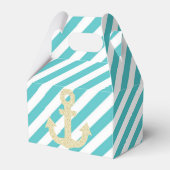 Turquoise Gold Glitter Anchor Nautical Favor Box Bedankdoosjes (Voorkant Zijde)
