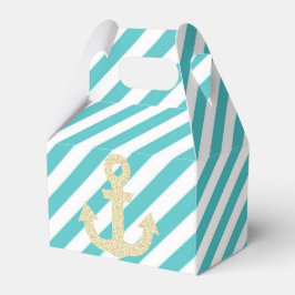 Turquoise Gold Glitter Anchor Nautical Favor Box Bedankdoosjes