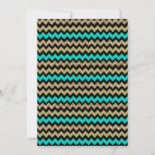 Turquoise & Gold Glitter Chevron New Years Party Kaart (Achterkant)