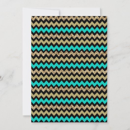 Turquoise & Gold Glitter Chevron New Years Party Kaart (Achterkant)