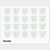 Turquoise Gold Glitter Confetti Afstuderen 2022 Vierkante Sticker (Vel)