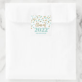 Turquoise Gold Glitter Confetti Afstuderen 2022 Vierkante Sticker (Tas)