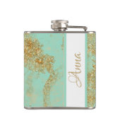 *~*  Turquoise Gold Glitter Golden Shabby Heupfles (Achterkant)