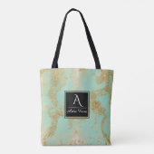 *~*  Turquoise Gold Glitter Shabby Golden Tote Bag (Achterkant)