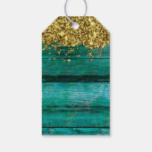 Turquoise Gold Glitter Sparkle Girly Birthday Cadeaulabel (Achterkant)