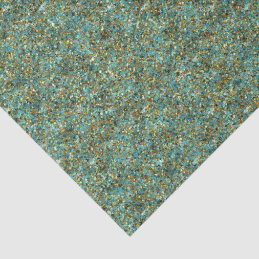 Turquoise-Gold Glitter-TISSUE WRAPPING PAPER Tissuepapier (Detail)