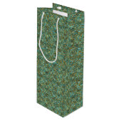 Turquoise-Gold Glitter-WINE GIFT BAG Wijn Cadeautas (Voorkant Gekanteld)