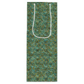 Turquoise-Gold Glitter-WINE GIFT BAG Wijn Cadeautas (Voorkant)