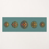 Turquoise Gold Lotus Mandala Art - Teal Meditation Yogamat (Voorkant (horizontaal))