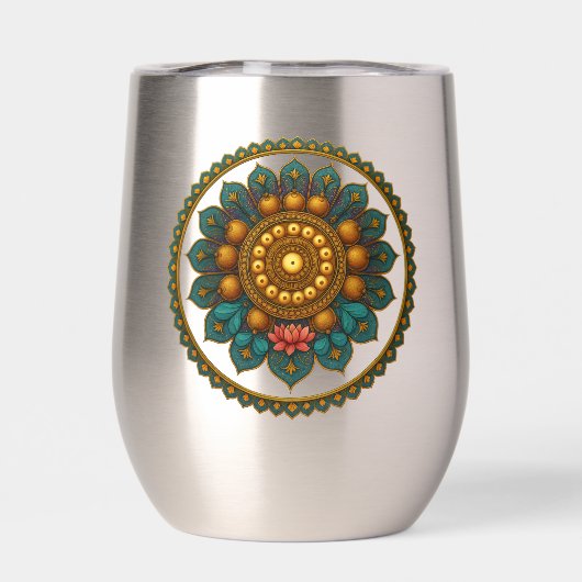 Turquoise Gold Lotus Mandala -Boho Fantasy Graphic (Achterkant)