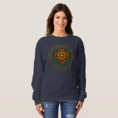 Turquoise Gold Lotus Mandala -Boho Fantasy Graphic Trui (Voorkant volledig)