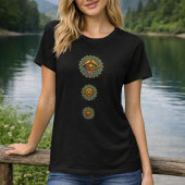 Turquoise Gold Lotus Mandala Eye Art -Boho Graphic T-shirt