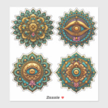 Turquoise Gold Lotus Mandala - Fantasy Graphic Art