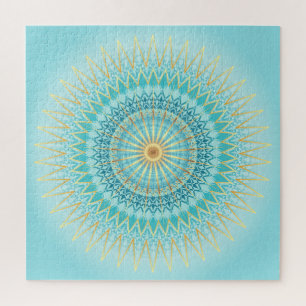 Turquoise Gold Mandala Geometric Pattern Legpuzzel