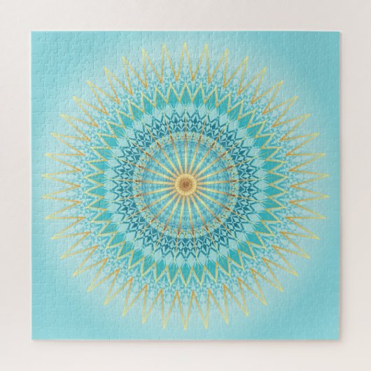 Turquoise Gold Mandala Geometric Pattern Legpuzzel (Verticaal)