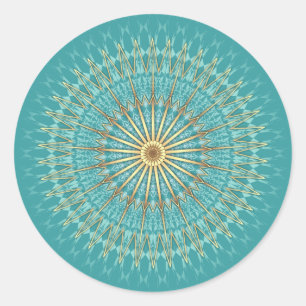 Turquoise Gold Mandala Pattern Ronde Sticker