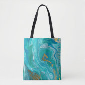 Turquoise Gold Marble Abstract Tote Bag (Voorkant)