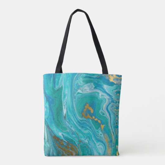 Turquoise Gold Marble Abstract Tote Bag (Achterkant)