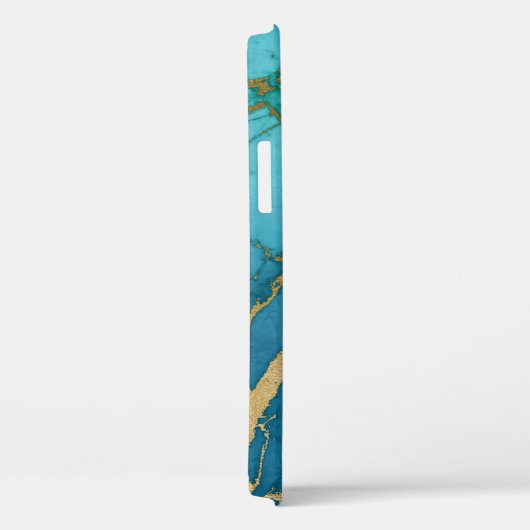 Turquoise Gold Marble Stone Monogram Foto Case-Mate iPhone Case (Achterkant / Rechts)