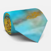 Turquoise Gold Marble Stropdas (Opgerold)