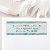 Turquoise & Gold Marble Swirl Agate Geode Adres Etiket (Insitu)