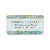 Turquoise & Gold Marble Swirl Agate Geode Adres Etiket (Voorkant)