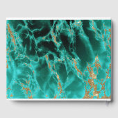 Turquoise Gold Marble Waterverf BarefootBride™ Gastenboek (Achterkant)