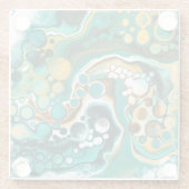 Turquoise, Gold, marmer Fluid Art Glazen Onderzetter (Achterkant)