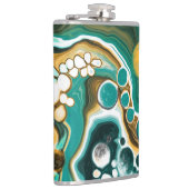 Turquoise, Gold, marmer Fluid Art Heupfles (Rechts)