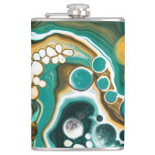 Turquoise, Gold, marmer Fluid Art Heupfles (Voorkant)