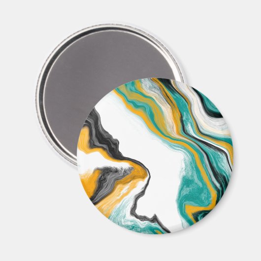 Turquoise, Gold, marmer Fluid Art Magneet (Voorkant / Achterkant)