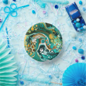 Turquoise, Gold, marmer Fluid Art Papieren Kommen (Feest)