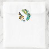 Turquoise, Gold, marmer Fluid Art Ronde Sticker (Tas)