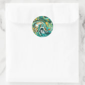 Turquoise, Gold, marmer Fluid Art Ronde Sticker (Tas)