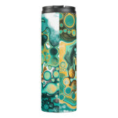 Turquoise, Gold, marmer Fluid Art Thermosbeker (Achterkant)