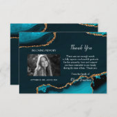 Turquoise & Gold Memorial Dank u kaart (Voorkant / Achterkant)